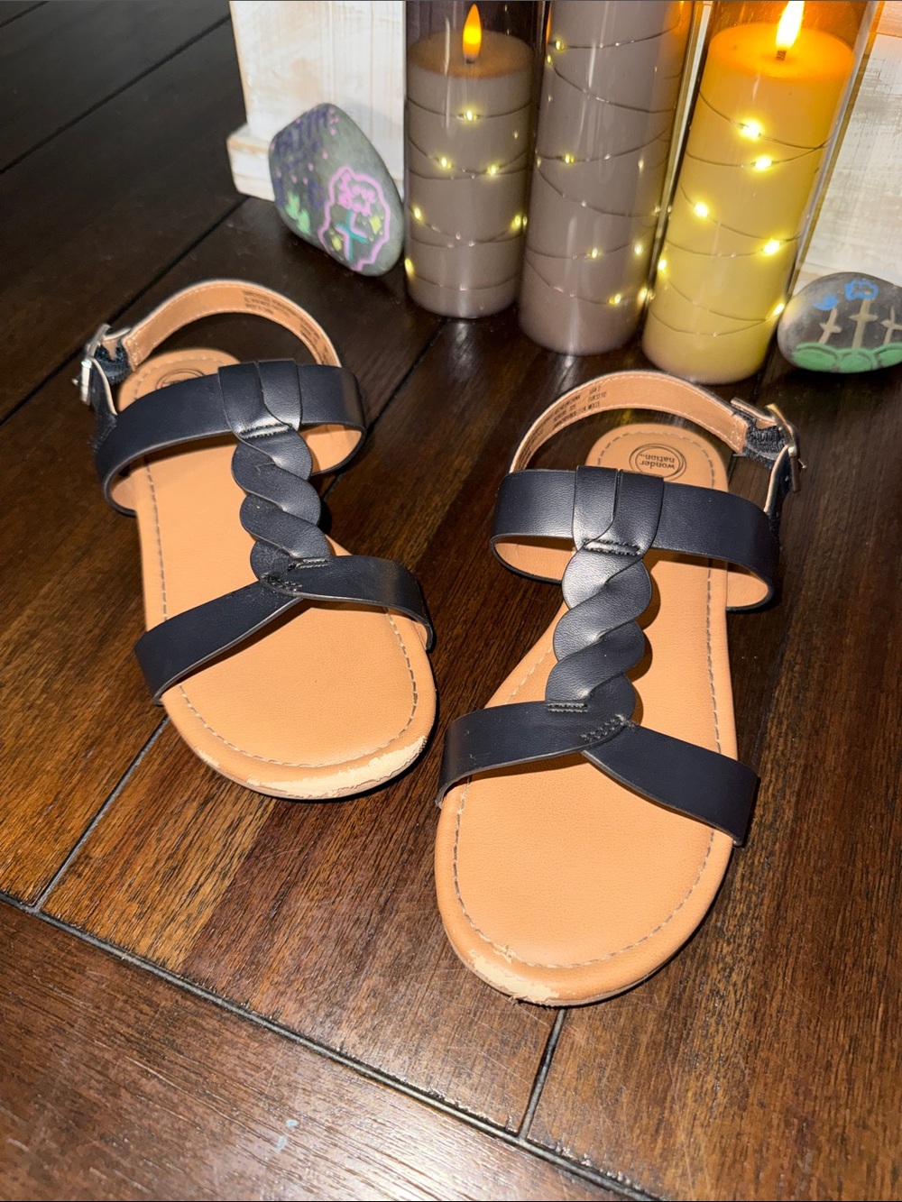 Wonder Nation Girls Braided Strap Sandals